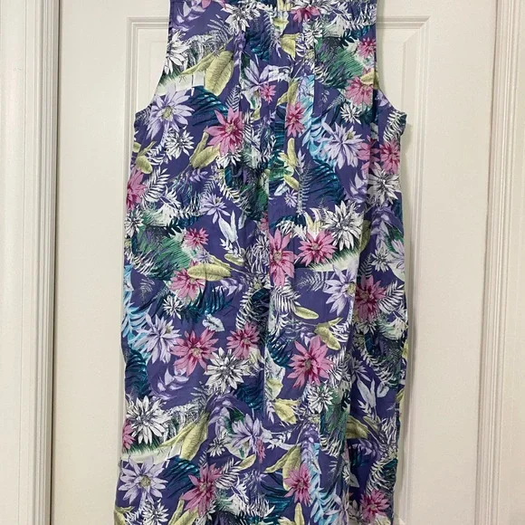 J. Jill Linen Floral Dress - purple , Pink, Green, white - Picture 2 of 7